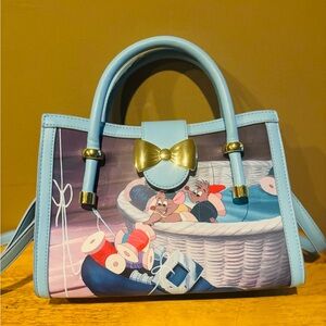 Charming Light Blue Satchel with Cartoon Design
